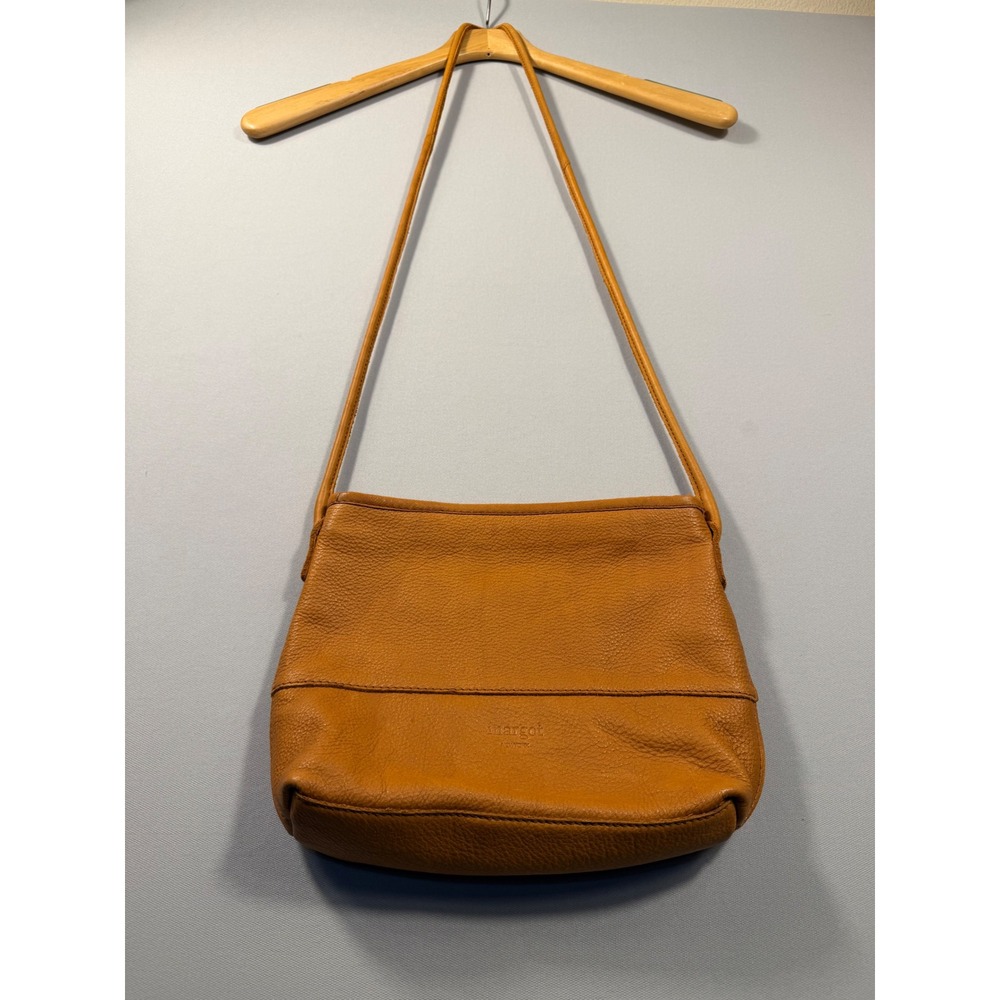 Margot New York Tan Pebbled Genuine Leather Crossbody Bag Shoulder Purse